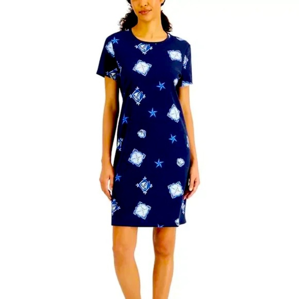 Karen Scott

Women Short Sleeve Allover Printed Mini Dress, Blue Combo